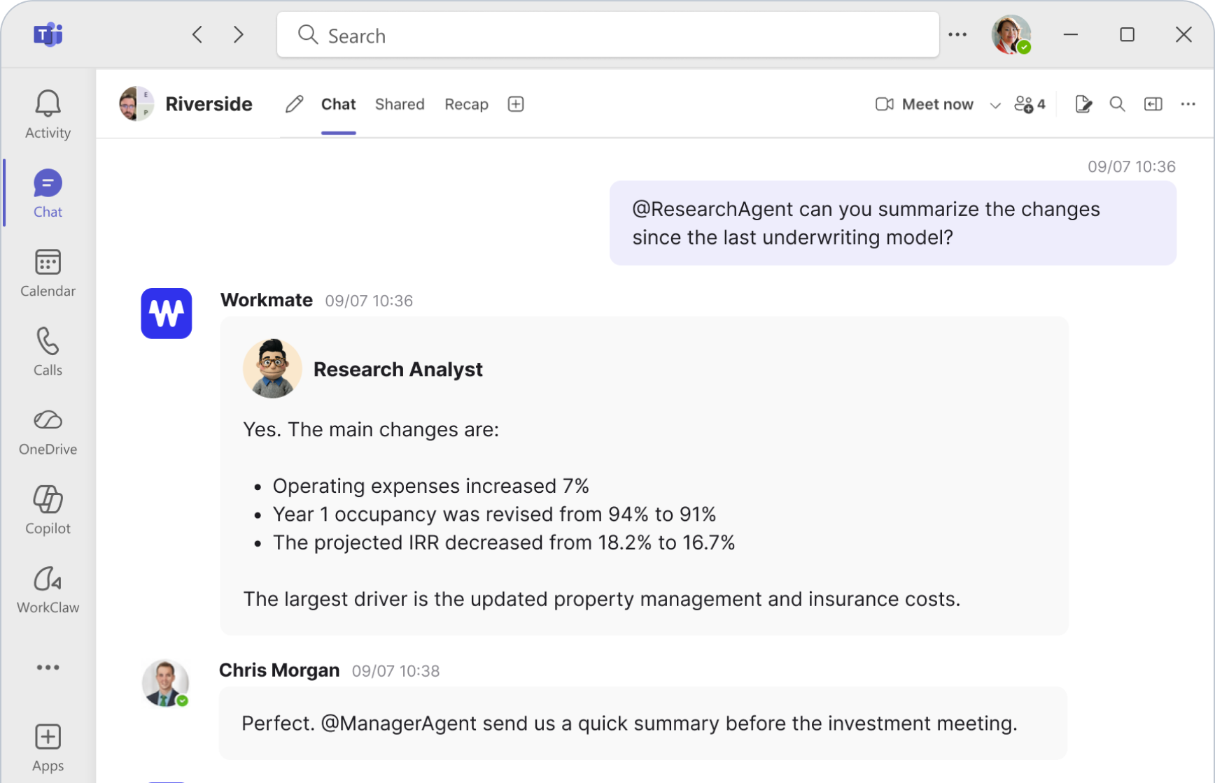 Workmate inside Microsoft Teams